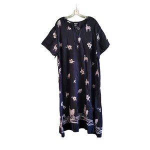 Mackson Black Rayon Dress with Zebras